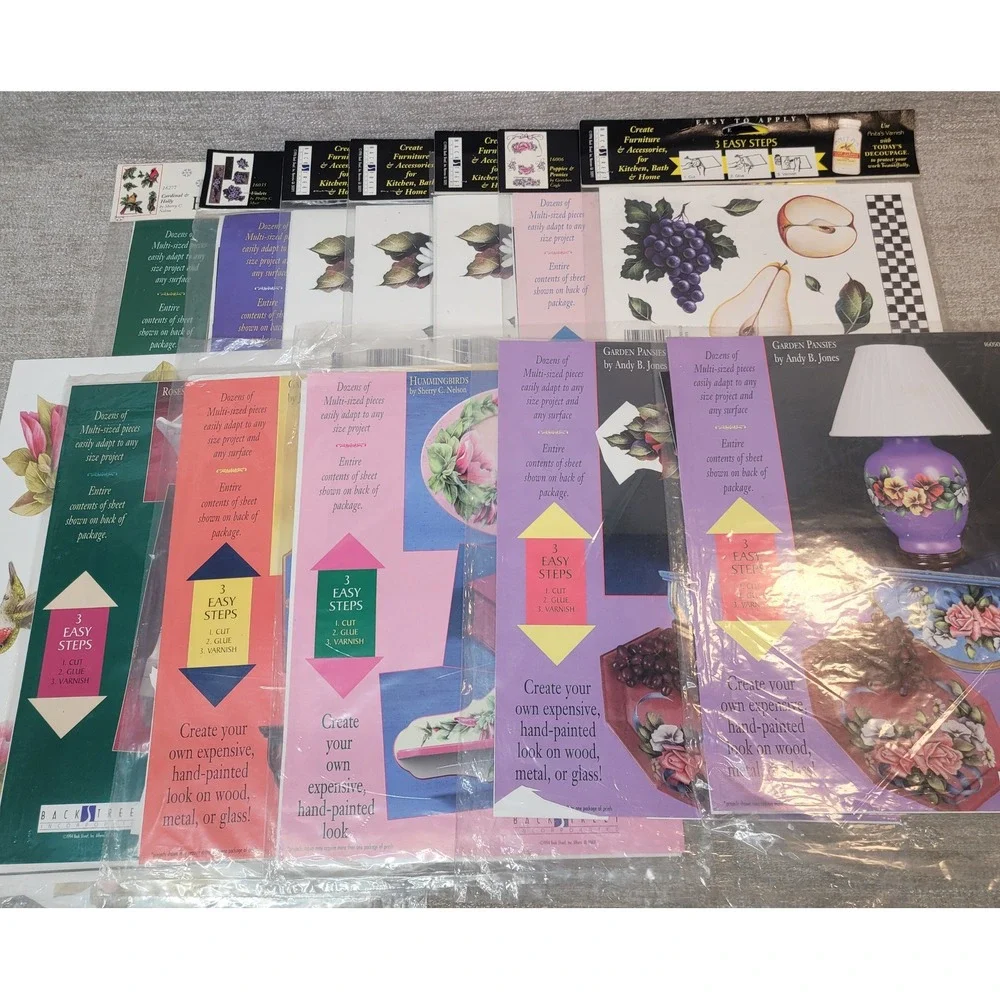 Back Street Inc Decoupage Prints Hand Painted Floral Christmas HUGE LOT New